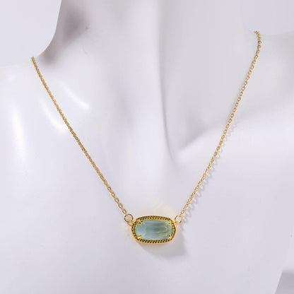 Natural Stone 12 Birthstone Necklace Crystal Pendant Bracelet Light Luxury Electroplated Real Gold Color Retention