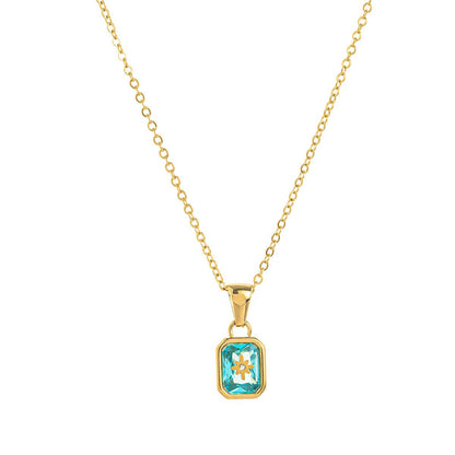 Titanium Steel High Color Retention European and American New North Star Birthstones Necklace 12 Birthday Crystal XINGX Clavicle Pendant Necklace