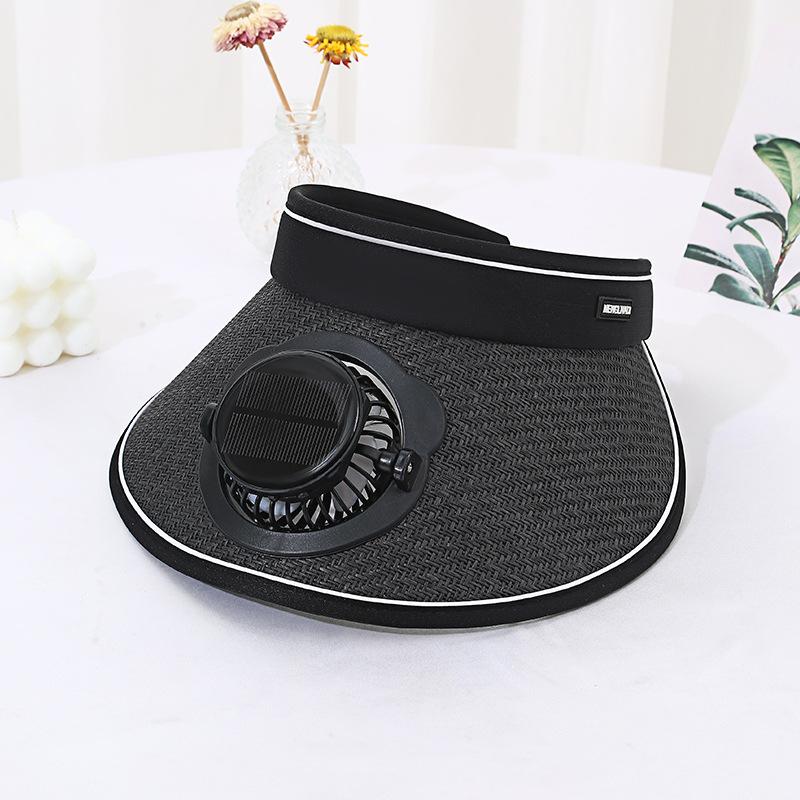 Solar Charging Fan Hat for Girls, Open Weave Wide Brim Hat, Parent-Child Outdoor Sun Hat, Sun Protection, Travel, Adult Style