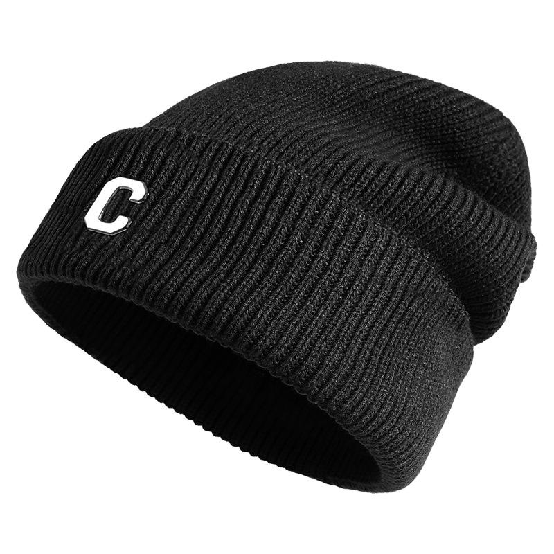 Couple Style Knitted Hat Simple Large Head Circumference Wool Hat Men Korean Version Trendy Cold Hat Autumn Winter Head Wrap Hat