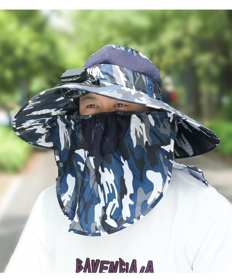 Summer Rechargeable Multi-Fan Hat Pastoral Outdoor Play Work Travel Sunshade Face Shield Wide Brim Sun Hat