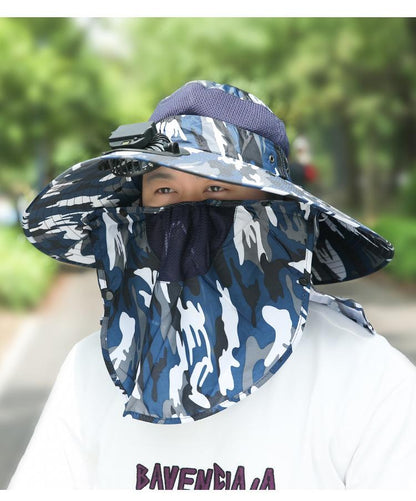 Summer Rechargeable Multi-Fan Hat Pastoral Outdoor Play Work Travel Sunshade Face Shield Wide Brim Sun Hat