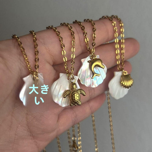 Titanium Steel High Color Retention European and American Beach Starfish Necklace Summer Style Conch Pendant Shell DIY Necklace 18K Gold Plated