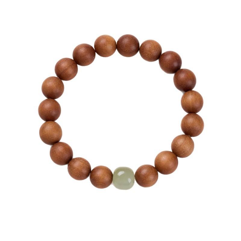 Temple Style Natural Milk Fragrance Barbie Sandalwood Bracelet Hetian Jade New Chinese Style High-end Sandalwood Bracelet