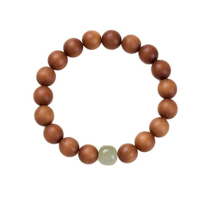 Temple Style Natural Milk Fragrance Barbie Sandalwood Bracelet Hetian Jade New Chinese Style High-end Sandalwood Bracelet