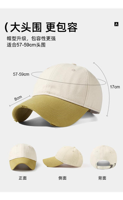 Spring Summer Soft Top Baseball Cap for Women Dopamine Fashion Color-Block Duckbill Cap American Retro Outdoor Plain Casual Hat