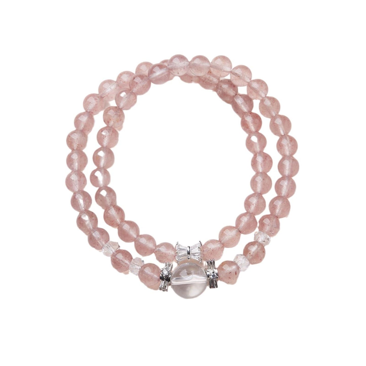 Strawberry Crystal Bracelet for Women, Slim Waist White Crystal Double Circle Bracelet, High-end Crystal