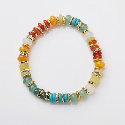 Natural Dopamine Natural Stone Bracelet for Women Rainbow Gold Diamond Multi-Gemstone High-End Texture Friendship Bracelet