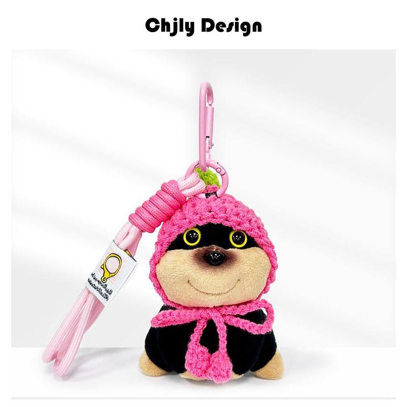 Bee Puppy Backpack with Hat Plush Doll Pendant Bag Pendant Bag Decoration Couple Funny Keychain Doll