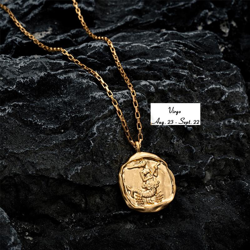 Twelve Constellation Pendant Necklace Furnace Vacuum Electroplating 18k Gold 12 Constellations
