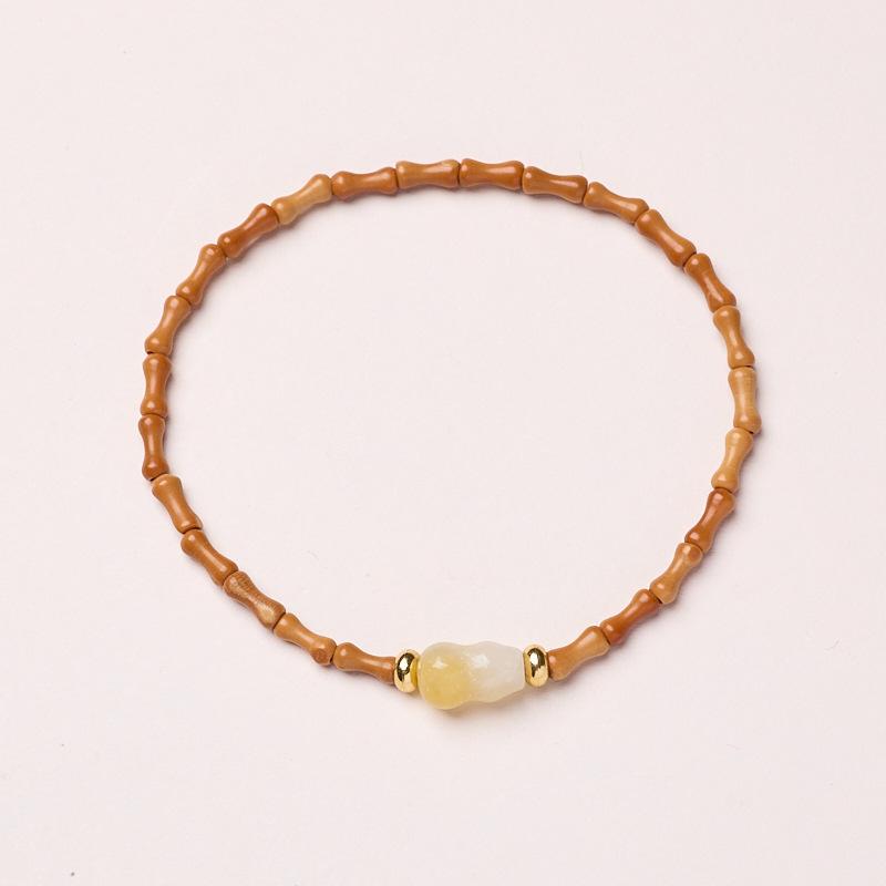 Temple Style Natural Olive Stone Bracelet New Chinese Style Bamboo Knot Bracelet Taoist Temple Souvenir Wholesale