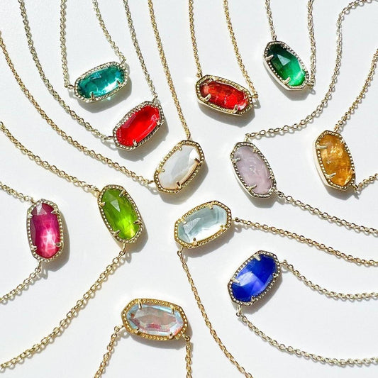 Natural Stone 12 Birthstone Necklace Crystal Pendant Bracelet Light Luxury Electroplated Real Gold Color Retention