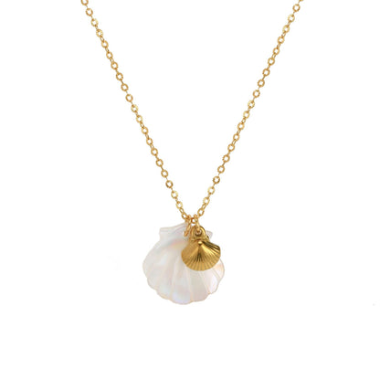 Titanium Steel High Color Retention European and American Beach Starfish Necklace Summer Style Conch Pendant Shell DIY Necklace 18K Gold Plated