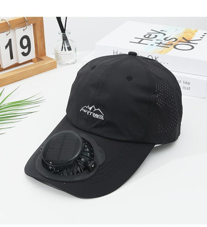 Summer Solar Charging Digital Display Fan Outdoor Quick-Dry Sunshade Sun Protection Wide Breathable Brim Hat Baseball Cap
