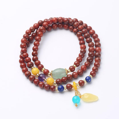 Natural Three-Circle Southern Red Agate Bracelet Amber Pendant Ethnic Style Multi-Circle Southern Red Agate Bracelet Unisex
