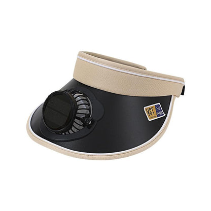 Summer Wide Brim Travel Solar Charging Fan Hat for Adults Men Women Parent-Child Open Top UV Protection Casual