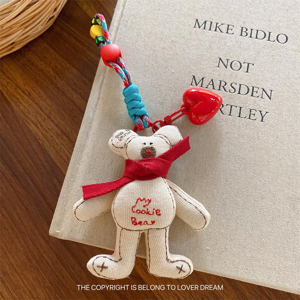 New Cartoon Doll Heart-shaped Lanyard Hanging Ornament Sweet Cute Keychain Bag Pendant Adjustable Lanyard