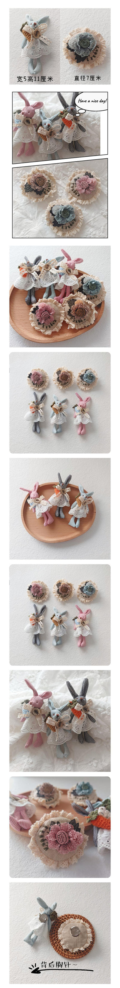 Spring Summer Fabric Flower Brooch Japanese Style Fresh DIY Small Pendant Cute Bag Animal Accessories Hair Clip Accessories