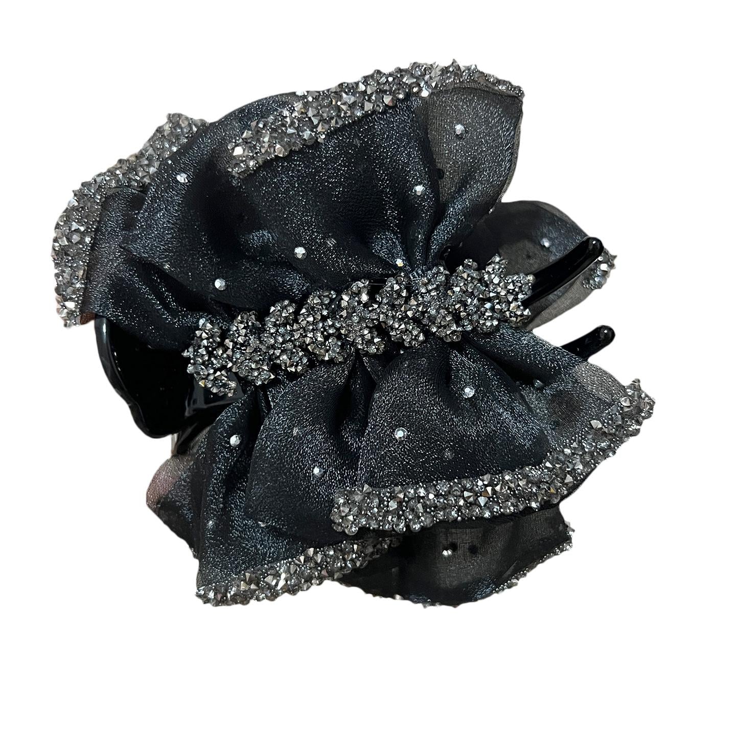 Oriental Pearl [Yuanmai] Elegant Light Luxury Organza Bun Clip Half Up Ponytail Hair Clip Ophiopogon Bun Clip