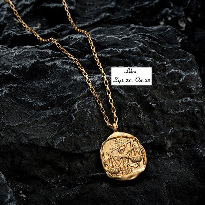 Twelve Constellation Pendant Necklace Furnace Vacuum Electroplating 18k Gold 12 Constellations