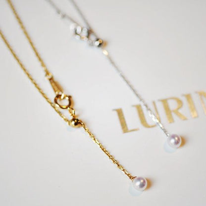 S925 Silver Plated 18K Gold Necklace Mini Pearl Pendant Collarbone Chain Adjustable Minimalist Versatile