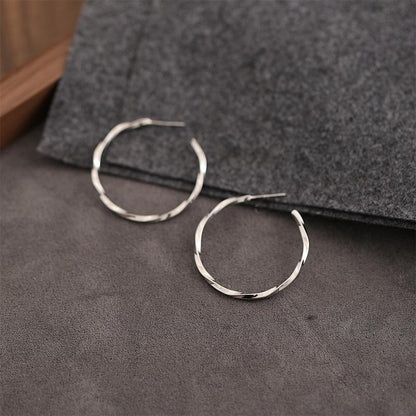 Minimalist Style Large Plain Hoop Light Luxury Ear Clips No Piercing Elegant European and American Metal High-end Design Versatile Earrings for Women Trendy