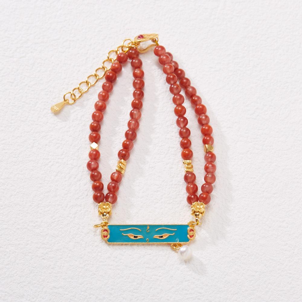 New Chinese Style Natural Sichuan Material 4MM Liangshan South Red Agate Bracelet for Women with Small Beads Cherry Persimmon Red South Red Agate Collection