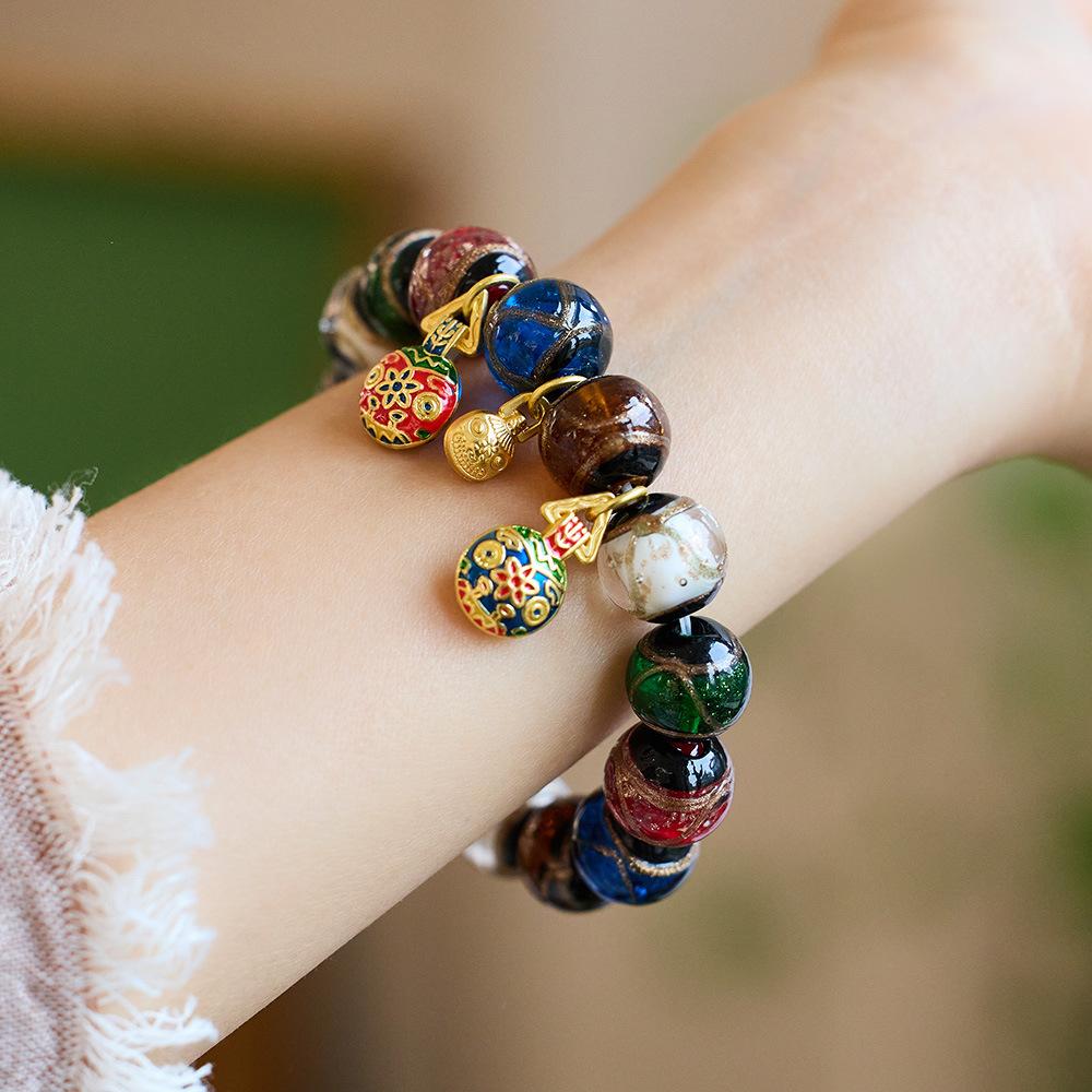 Incense Ash Glazed Bracelet Five-Color Incense Ash Family of Three Perfect Harmony Gold-Devouring Beast Palace Bracelet