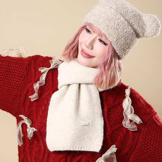 Winter Scarf Wool Blend Warm Neck Scarf Simple Versatile Shawl Cold-Proof Neck Warmer Scarf Unisex