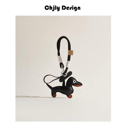 Woven Anti-Lost Short Rope Dachshund Dog Bag Pendant Phone Lanyard Car Keychain Little Pegasus Pendant