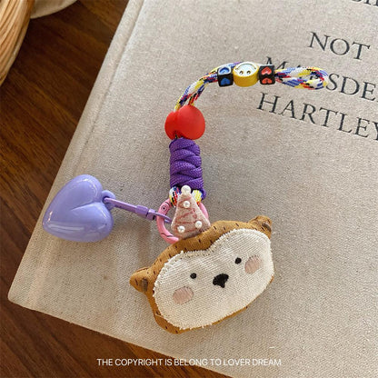 New Cartoon Doll Heart-shaped Lanyard Hanging Ornament Sweet Cute Keychain Bag Pendant Adjustable Lanyard