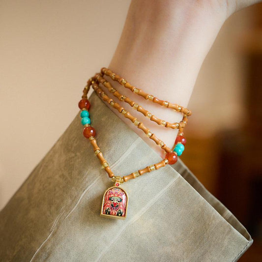 Tibetan Style Zakiram Zodiac Birth Buddha Necklace Thangka Gawu Box New Chinese Style Olive Core Bamboo Knot Pendant