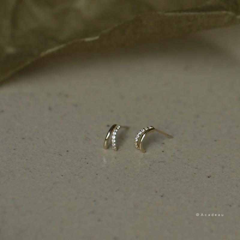 S925 Sterling Silver 14K Gold Plated Earrings Inlaid with Zircon Fresh and Versatile Student Earrings