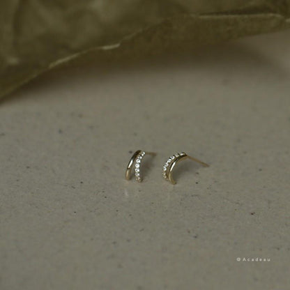 S925 Sterling Silver 14K Gold Plated Earrings Inlaid with Zircon Fresh and Versatile Student Earrings