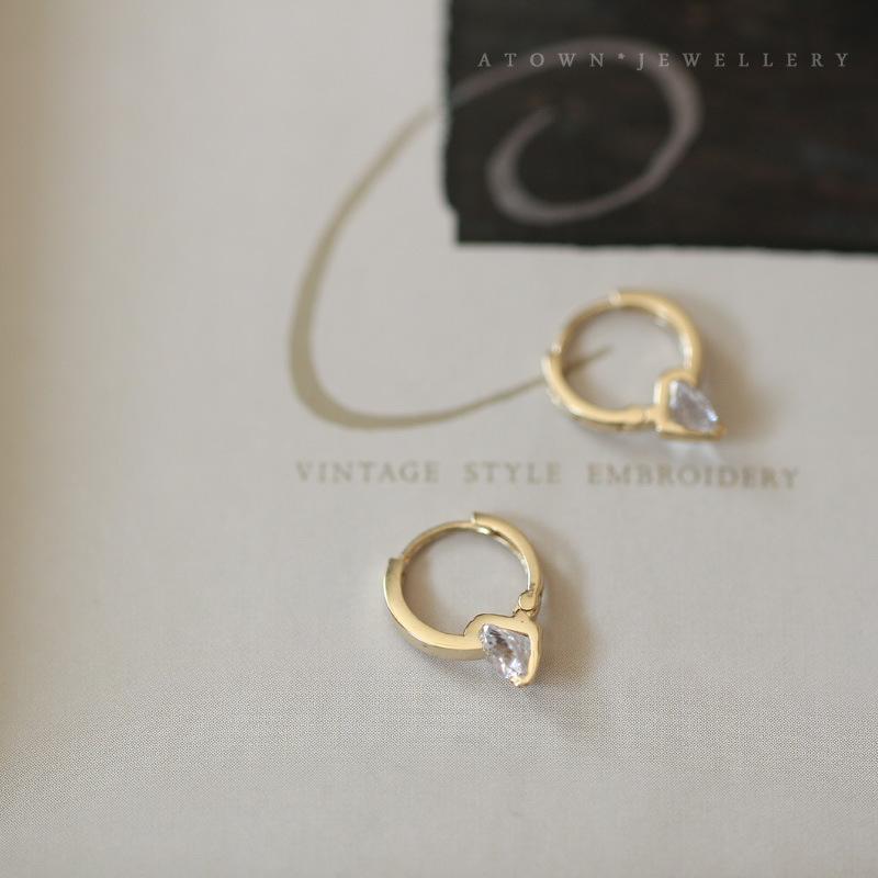 Shining S925 Sterling Silver K Gold Plated Ear Cuff Bare Single Zircon Diamond Versatile Daily Elegant Temperament Smooth K Gold Ear Hoop Ear Cuff