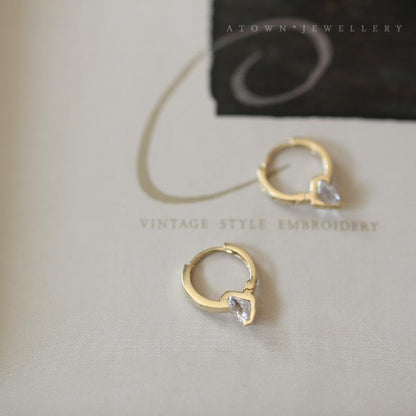 Shining S925 Sterling Silver K Gold Plated Ear Cuff Bare Single Zircon Diamond Versatile Daily Elegant Temperament Smooth K Gold Ear Hoop Ear Cuff