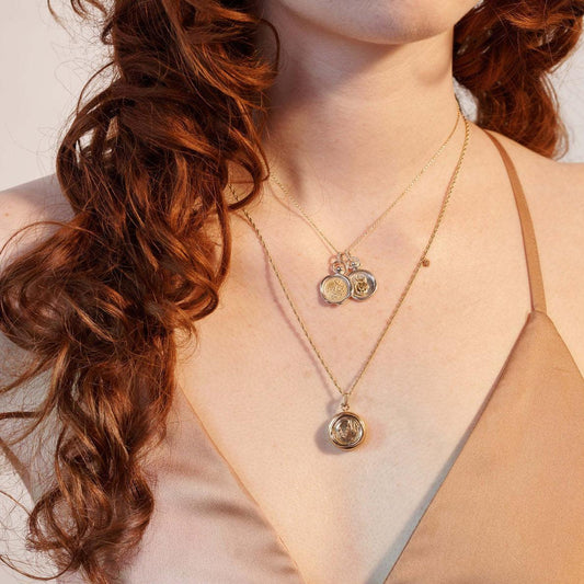 European and American 12 Zodiac Sign Stamp Color Retention Casting Plated 18K Gold Contrast Pendant Necklace for Women Twelve Zodiac Sign Necklace