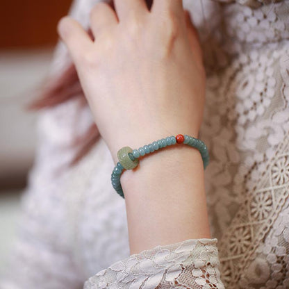 Blue Water Jade Abacus Bead Single Circle Bracelet Hetian Jade Running Ring Southern Red Accessories Hand Jewelry Fortune Lucky Bracelet