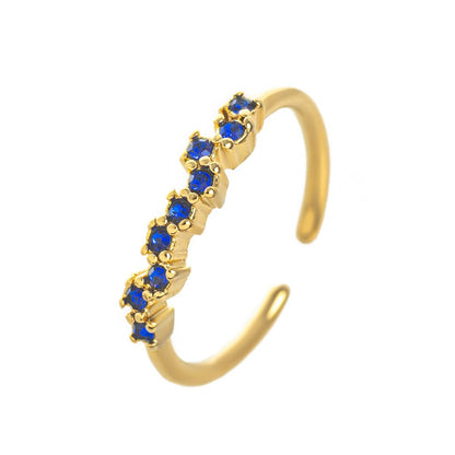 Titanium Steel European and American Style Colorful Zircon December Birthstone Ring Plain Band Ring December Birthstone Color Retention