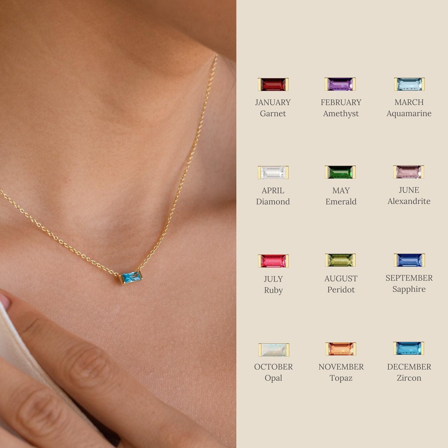 Titanium Steel Birthstone 12 Birthstone Zircon Necklace Monthly Stone Women High Color Retention Ins Necklace