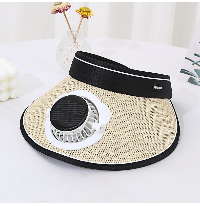 Solar Charging Fan Hat for Girls, Open Weave Wide Brim Hat, Parent-Child Outdoor Sun Hat, Sun Protection, Travel, Adult Style