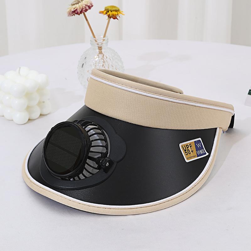 Summer Wide Brim Travel Solar Charging Fan Hat for Adults Men Women Parent-Child Open Top UV Protection Casual