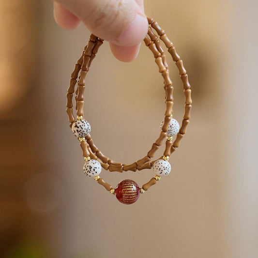 Nanhong Dream Bamboo Knot Olive Stone Bracelet Star Moon Bodhi Red Agate Heart Sutra Three-Circle Multi-Treasure Bracelet