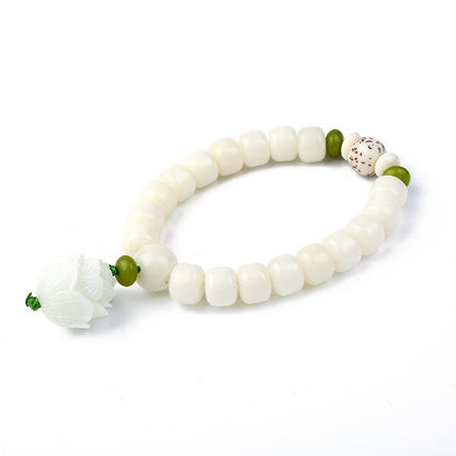 Hainan White Jade Bodhi Single Circle 8*10mm Bracelet Couple Style Buddhist Bead Bracelet Jewelry