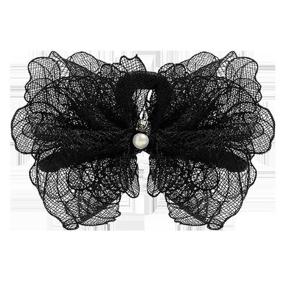 Lannuo Black Lace Trim Bow Hair Clip Simple French Elegant Back of Head Shark Clip Large Claw Clip