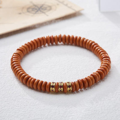 Natural Olive Stone Bodhi Bracelet Multi-Gemstone Gold Diamond Medicine Tablet Bracelet High-End Sense Cultural Play Bracelet Best Friend Gift