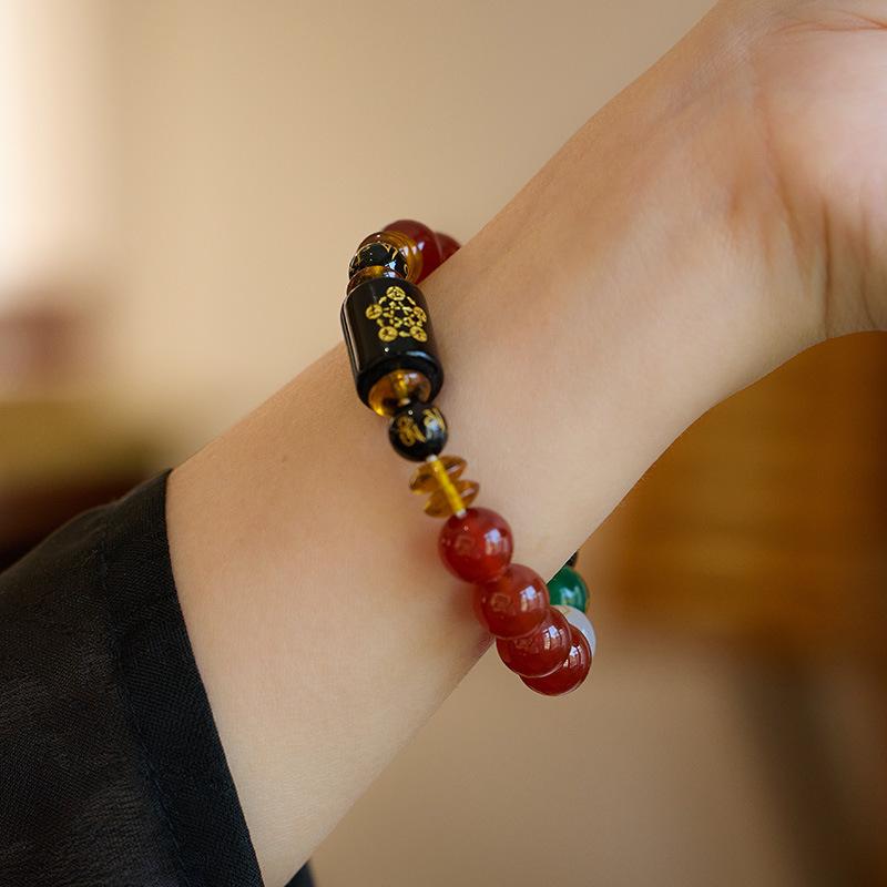 Natural Agate Five Elements Bracelet Birth Year Five Elements Couple Zodiac Birth Year Bracelet Gift