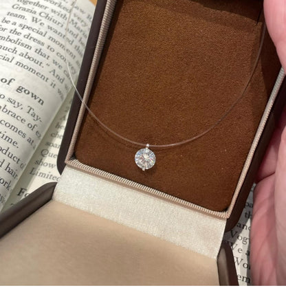 Mermaid Tears Necklace Ladies New Moissanite Invisible Fishing Line Minority All-Match Sterling Silver Clavicle Chain