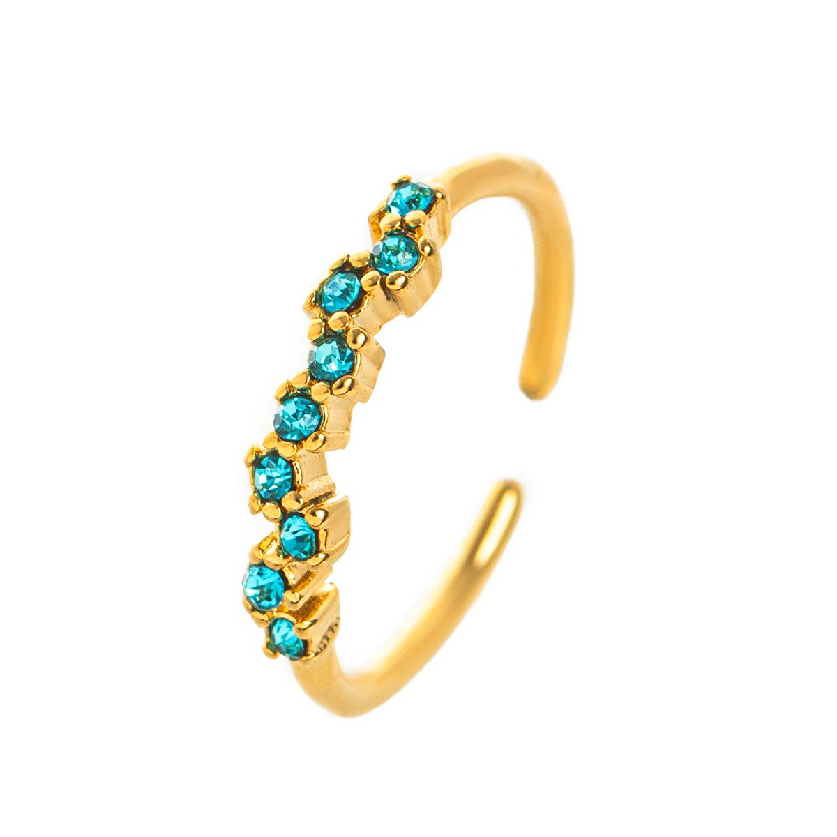 Titanium Steel European and American Style Colorful Zircon December Birthstone Ring Plain Band Ring December Birthstone Color Retention