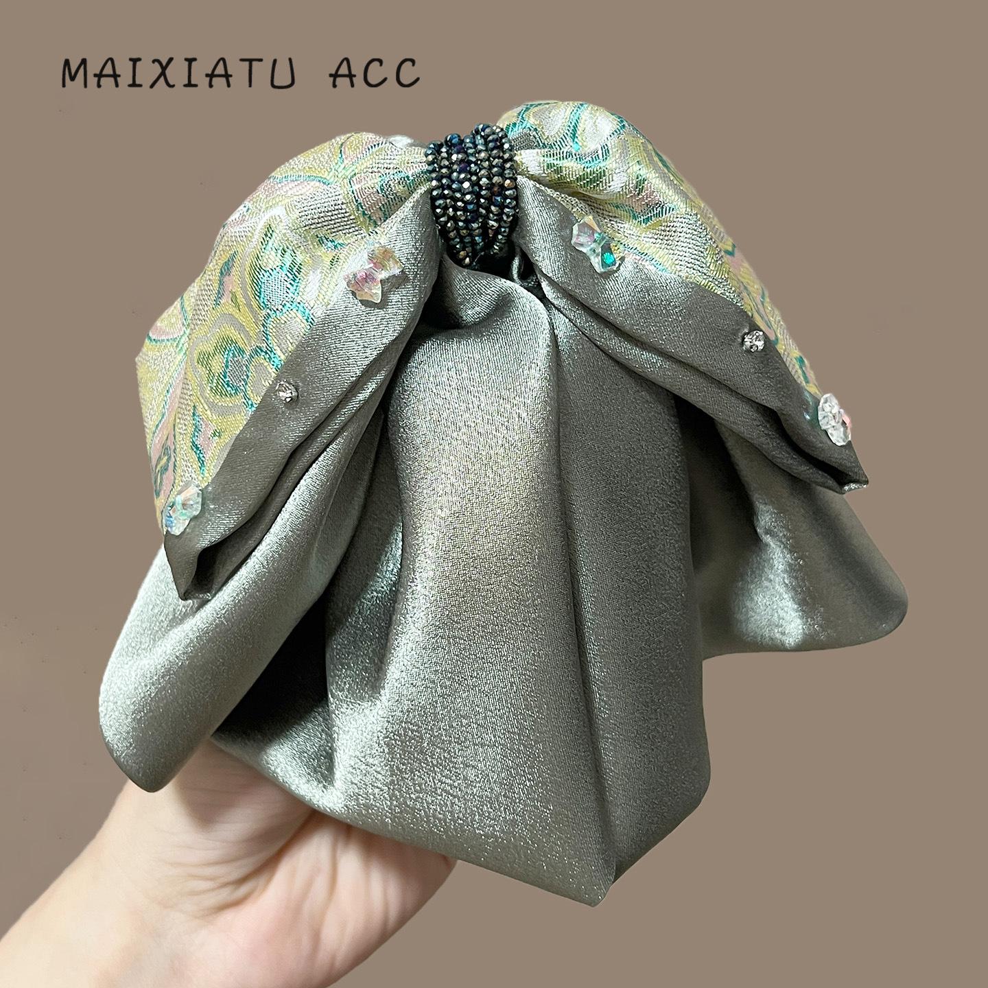 Colorful Roman Tail Clip New Chinese Style Green Bow High Ponytail Claw Clip for Women High-end Feel Back of Head Half Updo Claw Clip